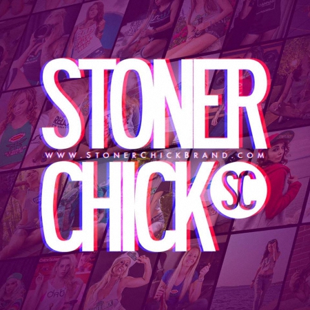 Stoner chick brand logo in a purple background