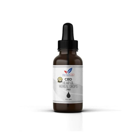 verified cbd 750 mg oil in white background