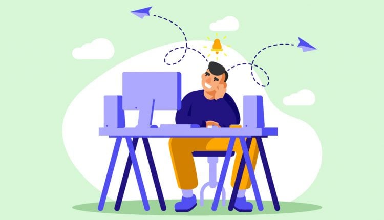 An Illustration of Person with ADHD Facing Computer Desk