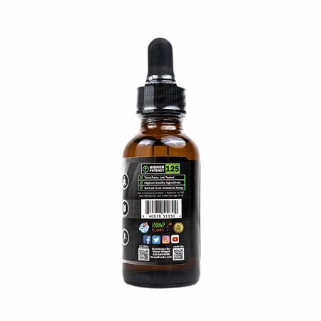 Hemp bomb cbd oil 125mg in a white background