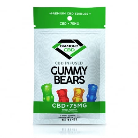 Diamond CBD gummies in a white background