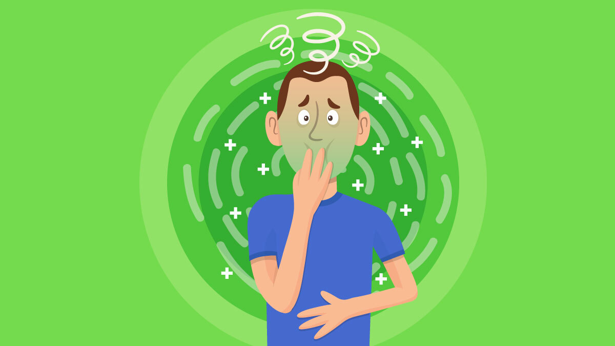 Illustration of a guy is having nausea