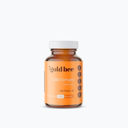 GoldBee SoftGel Bottle on white background