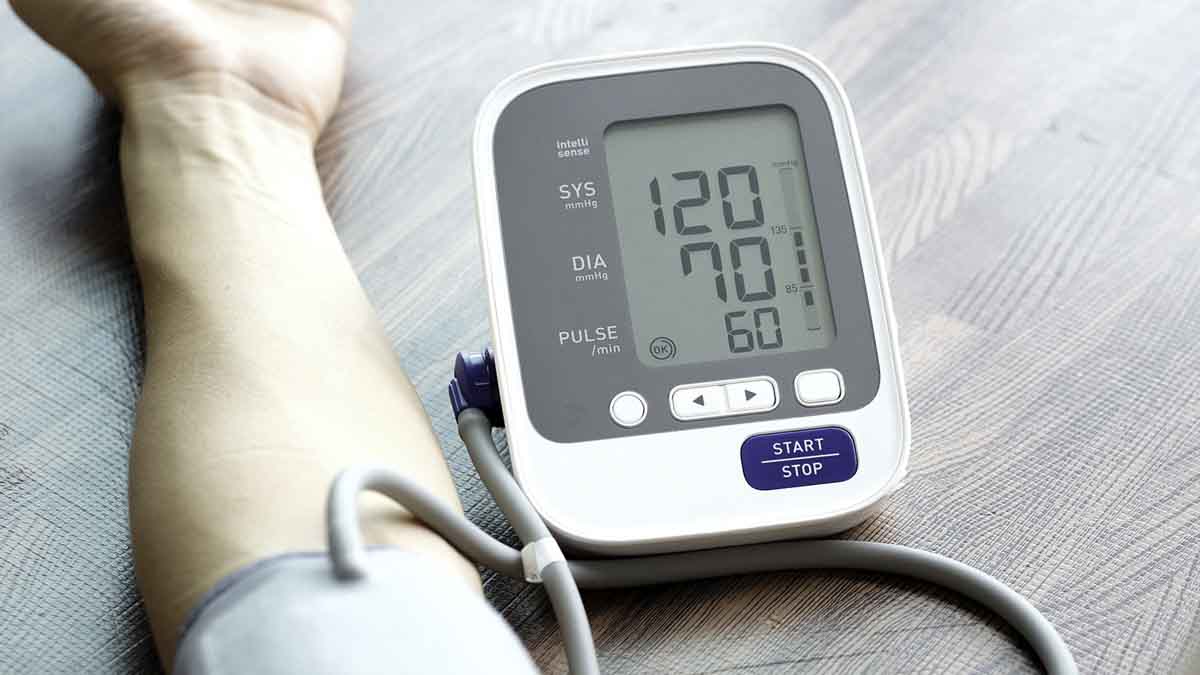 Person checking blood pressure levels