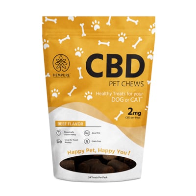 Hempure CBD pet chews in white background