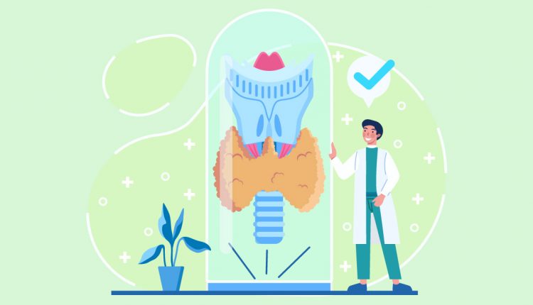 An Illustration of a Doctor and Thyroid Gland