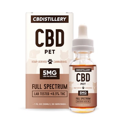 CBDistillery CBD oil for dogs in white background