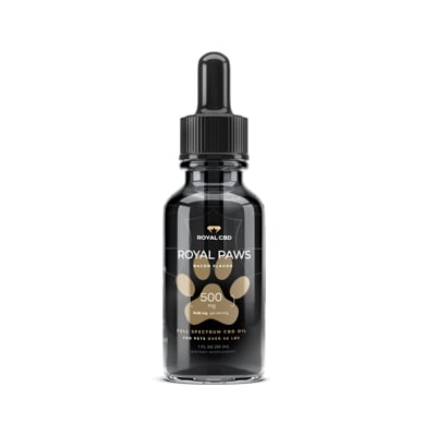 Royal CBD oil for dogs bacon flavor in white background