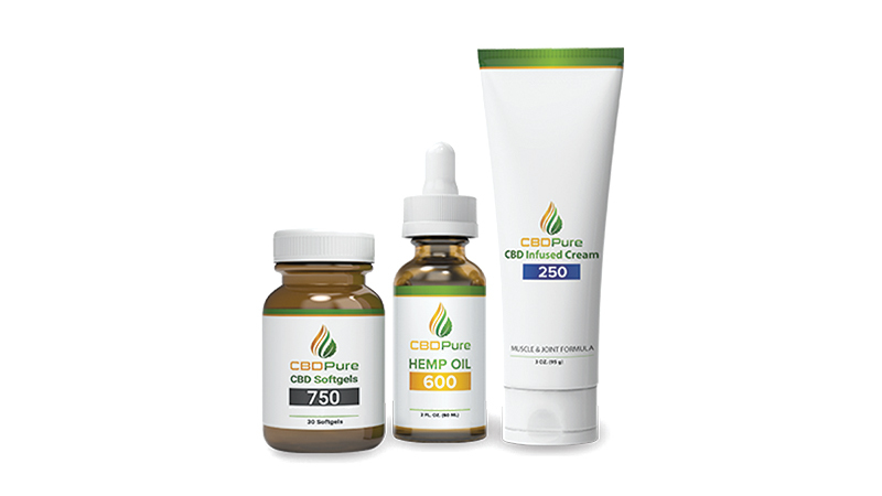 cbdpure products on white background