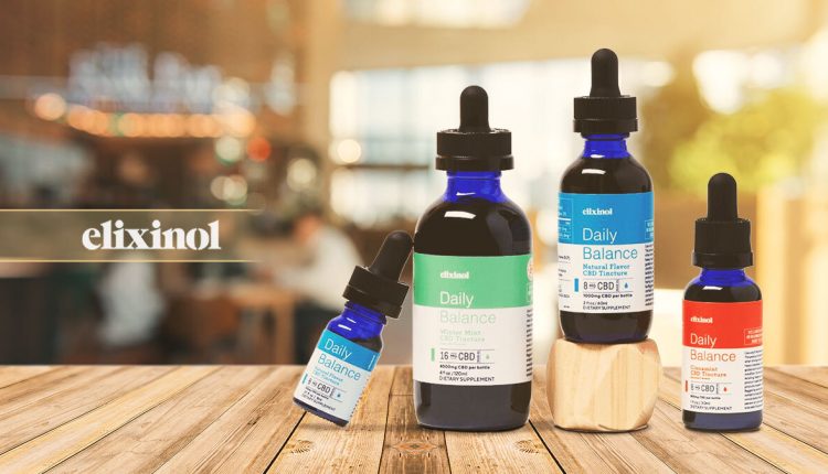 elixinol cbd oils on a decorative background 2020