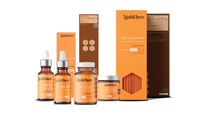 goldbee cbd products on a white background