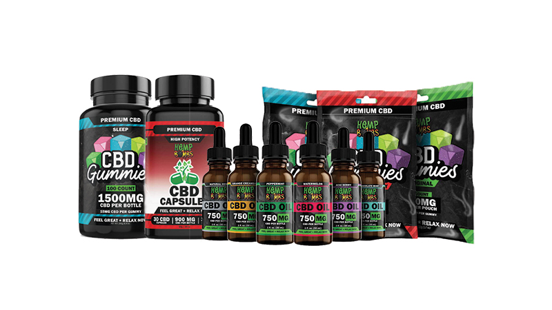 hempbomb cbd products on white background