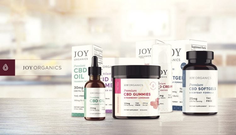 joy organic cbd banner on a decorative background 2020
