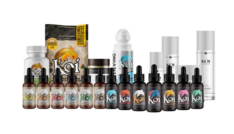 koi cbd products on white background review banner