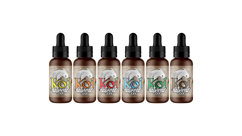 Koi cbd tinctures on white background