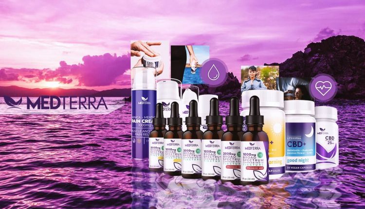 medterra cbd products on decorative background