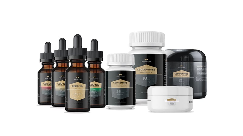 royal cbd products on a white background