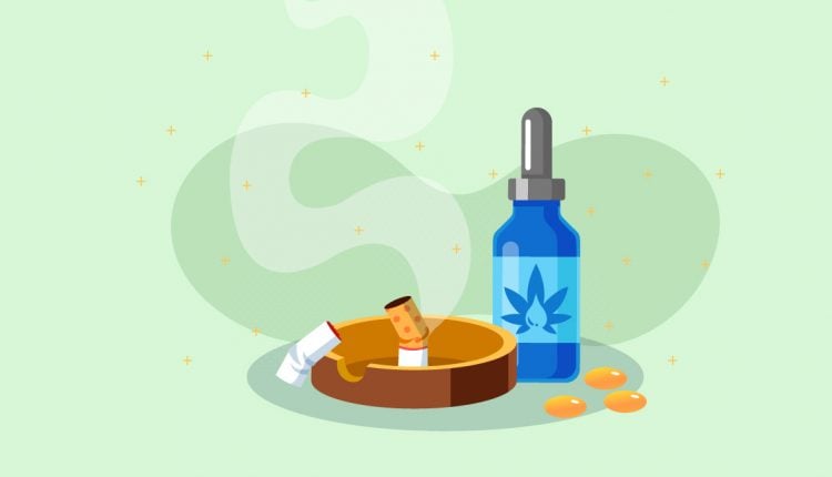 Illustration of CBD Oil and Cigarette