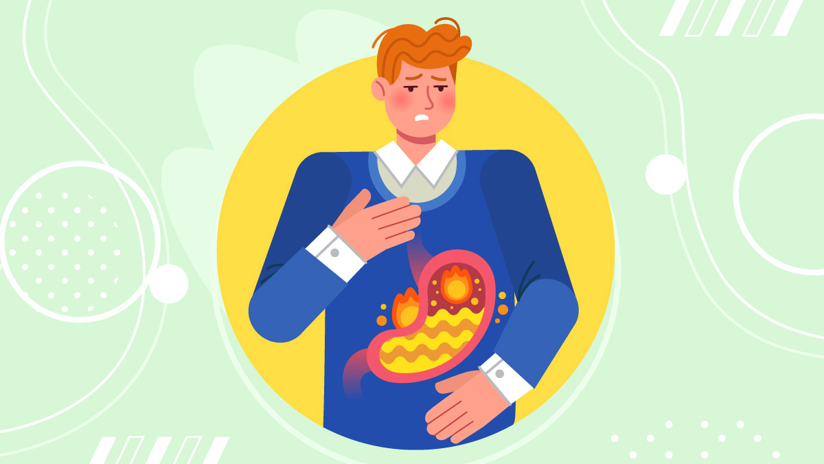 Illustration of a Man Suffering from Acid Reflux