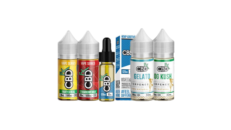 cbdfx vape products on white background