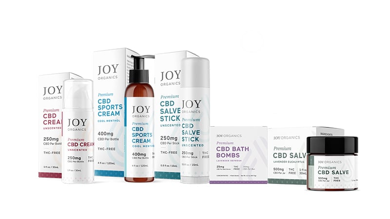 joy organics cbd topicals on white background 2020