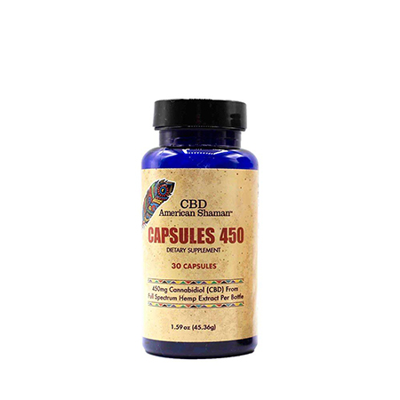 american shaman cbd capsules on white background