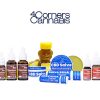 4 corners products on white background