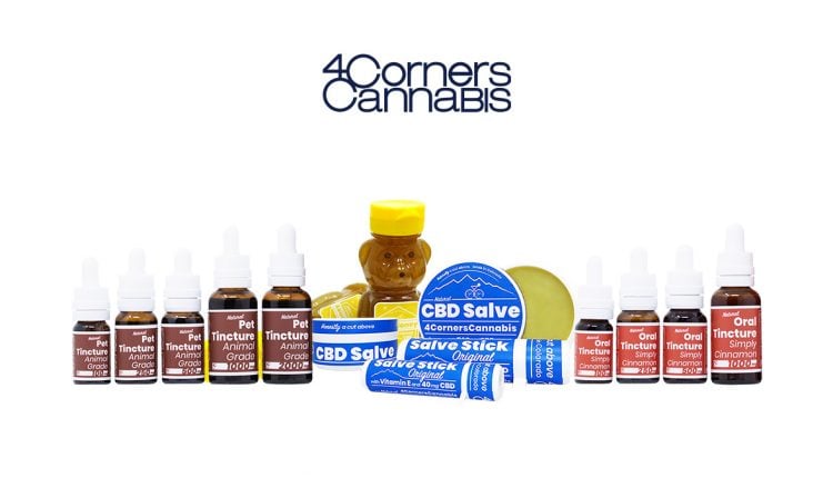 4 corners products on white background