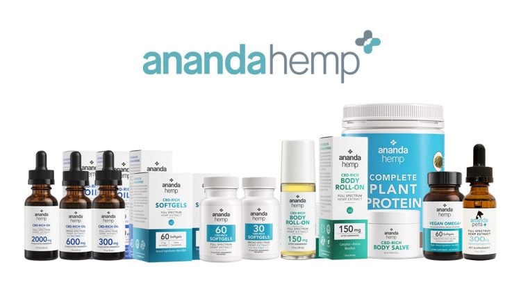 Ananda Hemp Products on white background