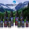 blue moon hemp cbd products on decorative background