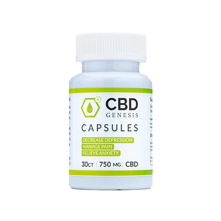 Genesis CBD capsule on white background