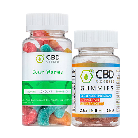 Genesis CBD Gummies on whiet background