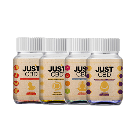 JustCBD Capsules on white background