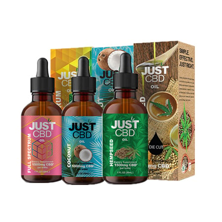 JustCBD Oils products on white background