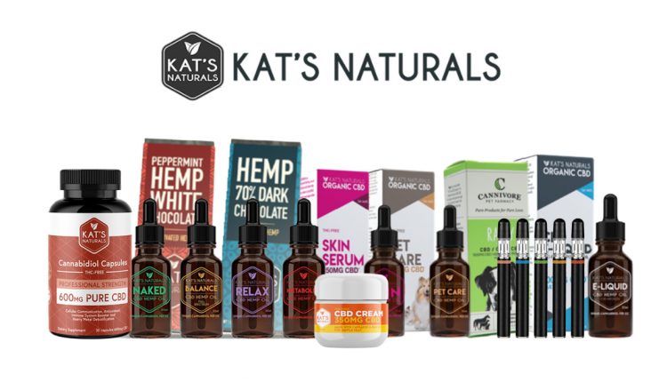 kats naturals cbd products on white background