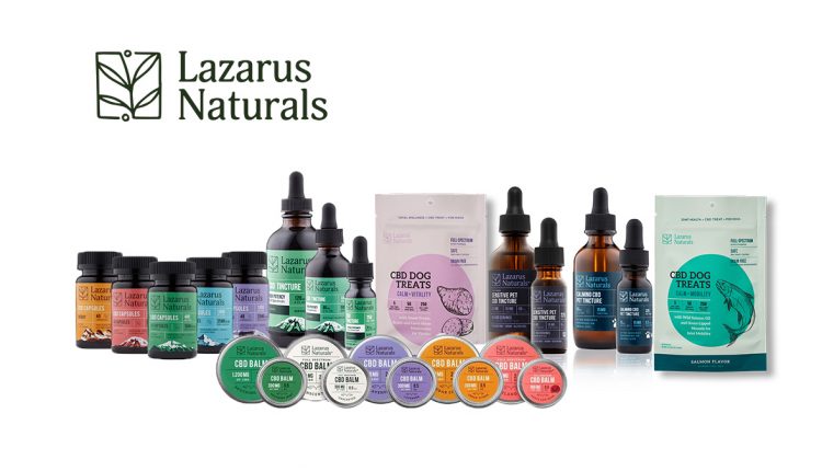 lazarus naturals cbd products on white background