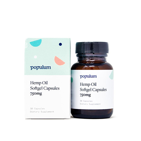 populum 750mg cbd capsules bottle on white background