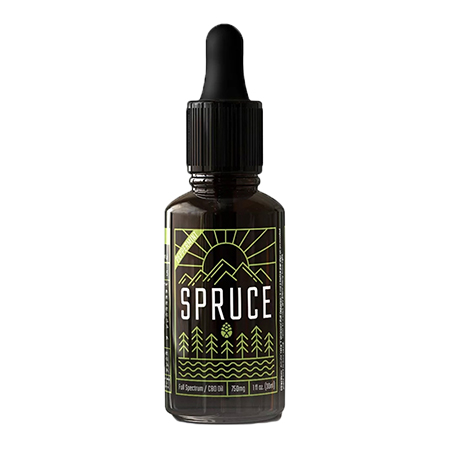 Spruce 750mg CBD oil on white background