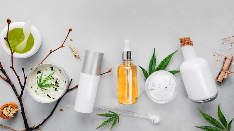 cbd products on a white background