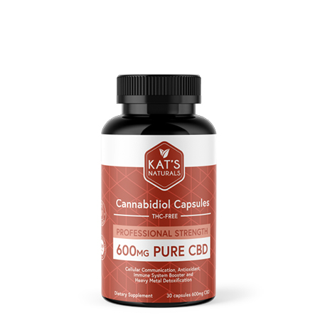 kats naturals CBD capsules bottle on white background