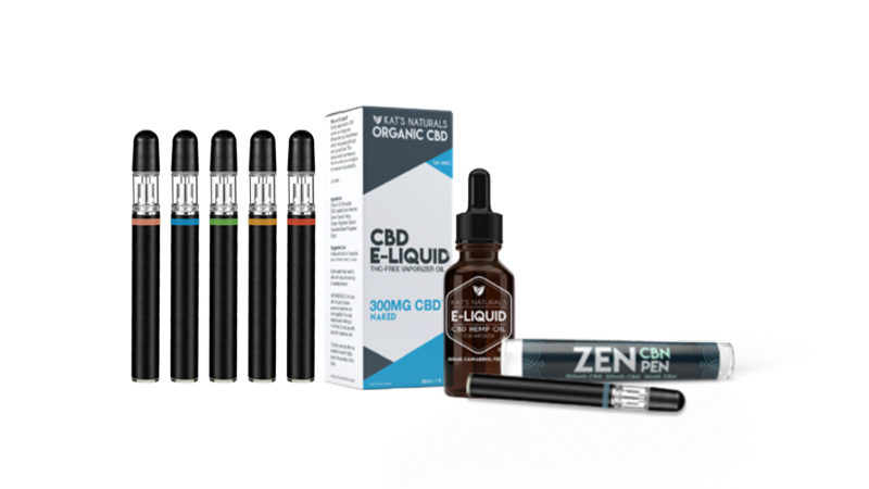 kats naturals cbd vape products on white background