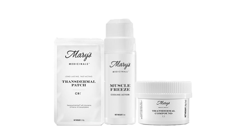 marys naturals cbd topical products on white background