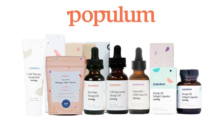 populum cbd products on white background