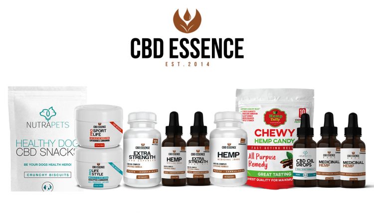 CBD Essence Products on white background