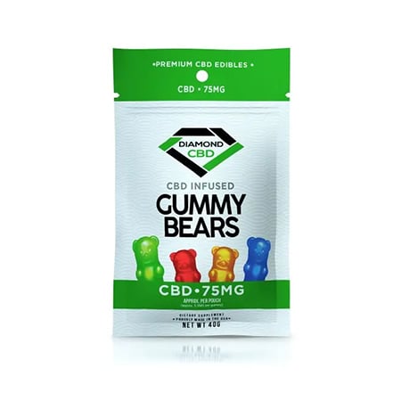 Diamond CBD gummies bear on white background