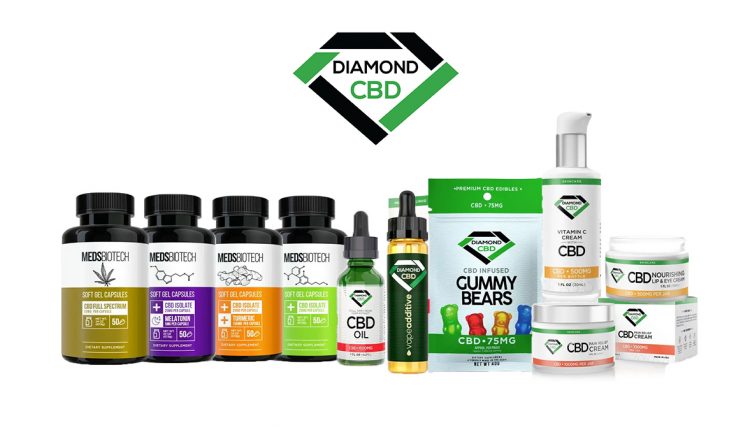 Diamond CBD Products on white background