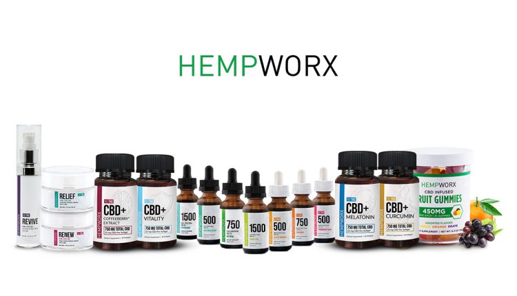 HempWorx CBD Products Banner on white background