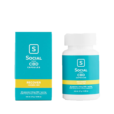 Social CBD Capsule Bottle on white background