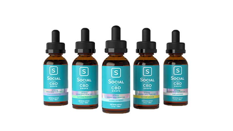 Social CBD Oil Drops on white background