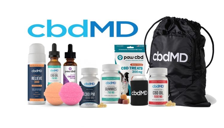 cbdMD products on white background